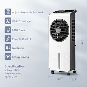 Enfriador de Aire Evaporativo 3 en 1 con Temporizador de 12 Horas y Control Remoto, Solución de Refrigeración para el Hogar - Product Image 5