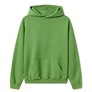 Sweat-shirts unisexes verts surdimensionnés en polaire décontractés avec poche, tricotés 100% coton respirant, couleur unie pour l'hiver, MADE BY BS - Product Image 1