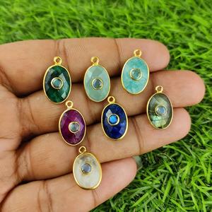 Colgante de bisel de piedra doble de piedras preciosas semipreciosas - Product Image 6