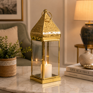Brass <b>Lantern</b> Candle Holder Metal <b>Hurricane</b> <b>Lantern</b> Decorative Hanging Candle Stand Home Decor Wedding Table Centerpiece Gift - Product Image 3