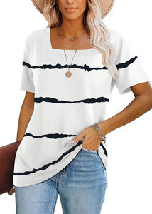 Camisetas Casuales de Algodón Transpirable para Mujer, Diseño Moderno, Tejidas, con Apliques Impresos en 3D, Colores de Moda, Verano - Product Image 4