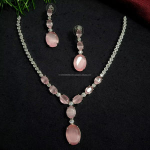 Classic American Diamond Bridal Jewelry Set Two-Piece <b>Necklace</b> and Earrings for Wedding <b>Fashionable</b> Classic Style - Product Image 1