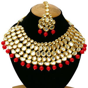 Indian Classic Women's Choker Wedding Engagement Anniversary Party Green Traditional Crystal Kundan Faux Pearl Alloy Gold <b>Gift</b> - Product Image 2