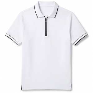 เสื้อเชิ้ตแขนสั้นผู้ชายคุณภาพสูงแบบสบายๆ มีซิป ผ้าคอตตอนผสม ทรงพอดีตัว ผลิตตามสั่ง MOQ ต่ำ ราคาโรงงานโดยตรง จัดส่งทั่วโลก - Product Image 1