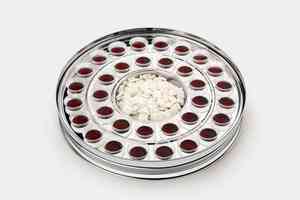 DURABLE STAINLESS STEEL 33 CUP COMMUNION TRAY WITH CENTER BREAD PLATE <b>MIRROR</b> FINISH CHURCH SERVING SET WITHOUT BOTTOM RING USE - Product Image 5
