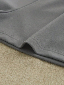 Conjunto de camiseta térmica de manga corta con cuello redondo y pantalones cortos de punto de color sólido para mujer, conjunto informal holgado de invierno para estar en casa. - Product Image 6