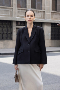 Hourglass Full Length Notched Collar Silk Sleeve <b>Blazer</b> 2 Piece Long <b>Set</b> Solid Woven Breathable Asymmetric Office Formal Women's - Product Image 4