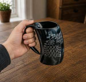 Jarra de Cuerno Natural Vikinga para Beber Vino o Cerveza, Diseño Vintage Ecológico, Ligera, Regalo Empresarial para Fiestas y Bodas - Product Image 1