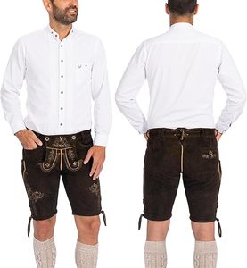 Old Style Plus Size High Embroidered Lederhosen Men | Antique <b>Look</b> Bavarian <b>Leather</b> <b>Shorts</b> | Handmade Summer Eco-Friendly - Product Image 1
