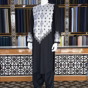 ชุดเสื้อผ้าชาวอัฟกันแบบดั้งเดิมสำหรับผู้ชาย ทรงสวยงาม ความยาวระดับข้อเท้า เหมาะสำหรับวันอีด ตกแต่งด้วยงานปักอย่างประณีต ชุดแฟชั่นสุภาพเรียบร้อย ชุดสูทอัฟกันแบบเป็นทางการ - Product Image 1