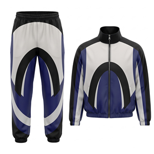 Conjunto Deportivo de 2 Piezas para Hombre con Estampado de Arco y Bloques de Color, Chaqueta con Cremallera Completa y Pantalones Jogger, Ropa Deportiva Casual - Product Image 2