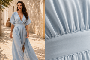 Vestido de Sirena con Cuello en V para Mujer, Calidad de Exportación, Ecológico, Informal, para Vacaciones de Verano en la Playa, Cómodo, Transpirable y Suave - Product Image 6