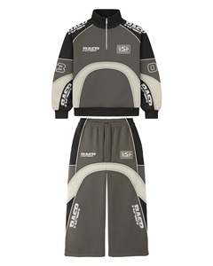 Custom Motocross Quarter <b>Zip</b> Tracksuit | Men Racing Style Patchwork Sweatsuit | OEM Heavyweight Wide Leg Jogger Set Manufacturer - Product Image 2