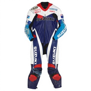 Traje de Carreras MotoCP de Kenny Roberts Jr. Suzuki 1 Pieza de Cuero Vacuno/Canguro para Moto/Traje de Pista/Conducción con Armadura Nivel 2 para Motociclistas - Product Image 1