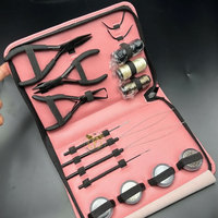 Kit d'outils pour extensions de cheveux – Outils d'installation et de retrait de micro-anneaux avec pinces, aiguilles à boucle, fil et étui de rangement