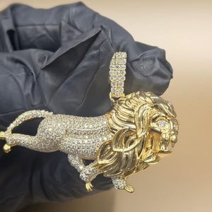 Colgante de León de Plata de Ley 925 y Oro de 18K con Moissanita, Estilo Hip Hop, Temática Animal, Regalo Unisex - Product Image 3