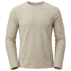 <b>Men's</b> Breathable Summer Knitted Polyester Textured Nep Slub Long Sleeve Casual <b>Shirt</b> OEM ODM Wholesale Factory Custom Logo - Product Image 2