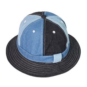 Unisex Denim Bucket <b>Hat</b> Color Blocking Black Blue Casual Spring <b>Summer</b> Adjustable - Product Image 1