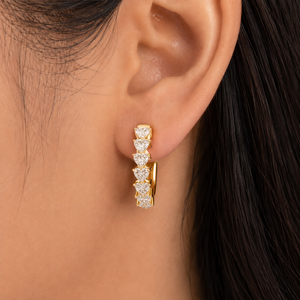 Heart Lab Grown Diamond Graduated Huggie <b>Hoop</b> <b>Earrings</b> 2.55 CTW E VVS 14K 18K <b>Solid</b> Gold Anniversary Gift Fine Jewelry For Women - Product Image 2