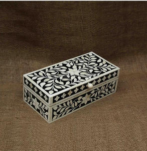Boîte à bijoux faite à la main en incrustation d'os boîte décorative de bijoux boîte à bijoux personnalisée en incrustation de résine d'os avec logo luxe indien personnalisé - Product Image 6