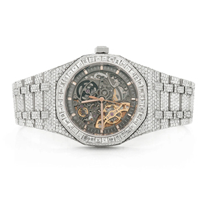 Montre personnalisée en moissanite sertie de diamants VVS, style hip-hop, luxe, acier inoxydable, quartz, bracelet 20 mm, cadran en verre, montre pour homme - Product Image 1