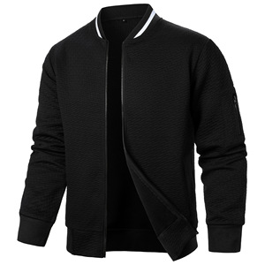Nouveau hommes nouveau Zip col montant sweat veste hommes décontracté Jacquard Cardigan sweats Baseball vestes hommes vêtements-vin - Product Image 5