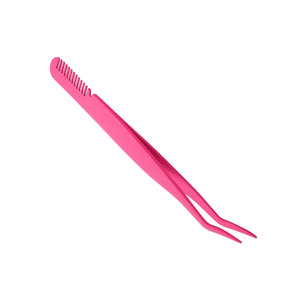 Pince à cils en plastique rose courbée avec peigne applicateur pour extensions de cils, outils auxiliaires de beauté pour faux cils Pakistan - Product Image 5