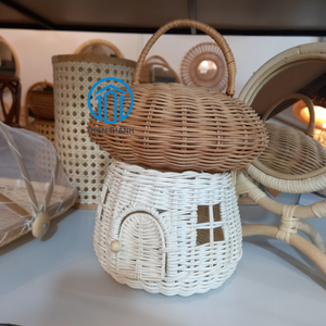 Boho Rattan Mushroom House Handmade Wicker Fairy Cottage for Nursery and Kids Room Decorative Custom Handmade Rattan Mushroom - Product Image 3