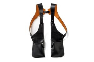 Sac à bandoulière tactique FAZMAX en cuir véritable noir, unisexe, avec doublure en cuir véritable, fermeture éclair, sangle détachable - Product Image 3