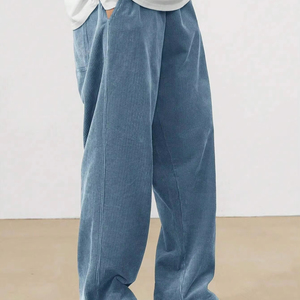 Pantalon de jogging ample et évasé en velours côtelé pour homme, avec logo personnalisé, taille mi-haute, décontracté, automne-hiver - Product Image 4