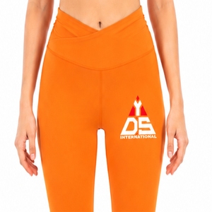 Custom <b>Women's</b> High Waist Yoga Leggings Solid Plus Size Premium Quality Ready Stretch Eco-Friendly Polyester Spandex Quick Dry - Product Image 3