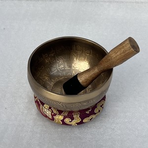 Antique <b>Tibetan</b> <b>Singing</b> <b>Bowl</b> Handmade Brass with Excellent Resonance for Sound Therapy Silk Screen and Offset Printing - Product Image 3