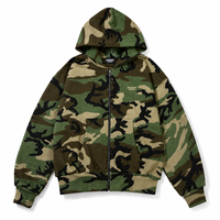 Vente en gros Sweat à capuche zippé camouflage pour homme, style streetwear, coupe oversize, en polaire épaisse, avec logo personnalisé