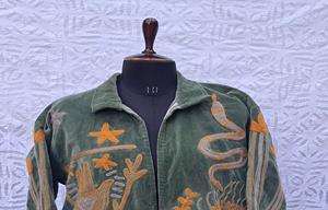 Chaquetas de Tela de Terciopelo Suave de Alta Calidad con Diseño de Bordado Hecho a Mano, Abrigo con Botones de Lino y Algodón a Juego para Mujer - Product Image 2