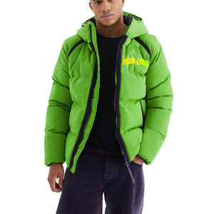 Blouson Bomber d'Hiver en Nylon pour Homme Grande Taille, Brodé, Coupe-Vent, Noir Brillant, avec Capuche et Poches – Vente en Gros - Product Image 4