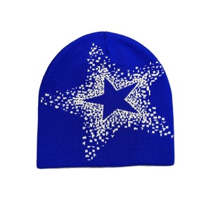 Bonnet en tricot 100% acrylique respirant et imperméable à motif jacquard étoilé, chaud, unisexe, pour l'hiver et l'automne, idéal pour les activités de plein air, le ski, style Y2K, protection contre le froid - Product Image 5