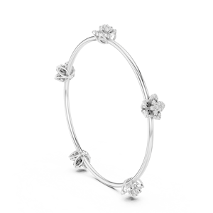 BLOSSOM CHARM LAB GROWN DIAMOND STIFF KADA BRACELET <b>SET</b> IN 18KT WHITE <b>GOLD</b> WEDDING ENGAGEMENT GLAM EVENT DAILY USE FOR WOMEN - Product Image 1