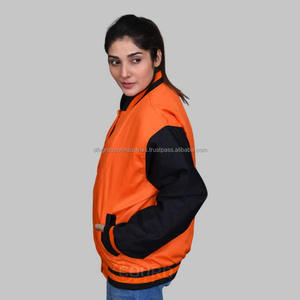 Chaqueta universitaria de sarga de algodón bordada personalizada para mujer, chaqueta con cuello levantado, procesamiento recubierto de invierno - Product Image 4