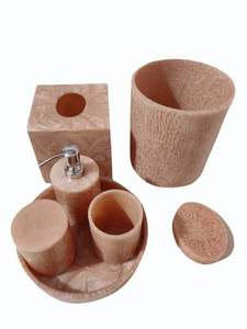 White <b>Marble</b> Resin Bathroom Accessories Set <b>Soap</b> <b>Dispenser</b> Liquid Pump Toothbrush Tumbler <b>Soap</b> Dish Vanity Tray Countertop items - Product Image 3