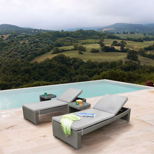 Ensemble de chaises longues en rotin moderne pour jardin extérieur, villa, design résistant aux intempéries, cadre en aluminium confortable, style contemporain - Product Image 1