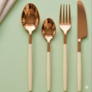 Ensemble de couverts en acier inoxydable poli miroir couleur or rose pour mariage, restaurant, location de vaisselle de table - Product Image 2