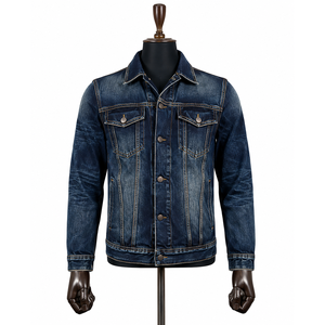 Chaqueta vaquera vintage para hombre, corte regular, cierre de botones, bordes deshilachados, lavado ácido, lavado a la piedra, 100% algodón orgánico, de secado rápido y transpirable. - Product Image 4