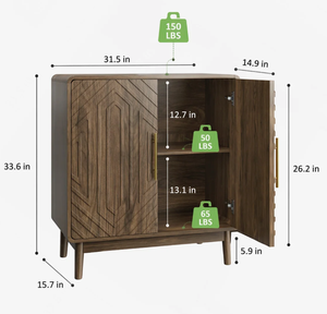 Meuble d'appoint moderne et luxueux à 2 portes pour bar à domicile, présentoir à vin avec étagères réglables, style européen pour la décoration intérieure - Product Image 2