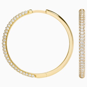 Pavé-Set Triple <b>Row</b> Diamond Full Eternity Hoop Earrings - Product Image 3