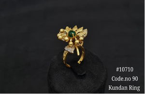 Flower Shape <b>Gold</b> Plated Kundan Fingering With <b>Cubic</b> <b>Zirconia</b> For Women Party Accessories - Product Image 4