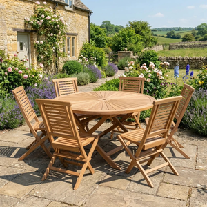 Conjunto de Comedor Plegable de Teca para Exteriores, Muebles de Jardín y Patio, Mesa y Sillas de Madera para Jardín, Villa, Resort, Cafetería - Product Image 1