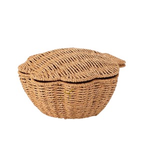 Unique Shell Shaped Seagrass Storage <b>Basket</b> <b>with</b> Hinged <b>Lid</b> Handwoven Clamshell Jewelry Box Coastal Home Bedroom Decor - Product Image 2