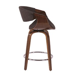 Ensemble de 2 tabourets de bar Curvini, style moderne du milieu du siècle, en bois de noyer et tissu anthracite - Product Image 3