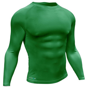 Camiseta de Punto de Manga Larga con Cuello Redondo para Hombre, Color Verde, Corte Holgado, Color Sólido, Ecológica, Transpirable, de Secado Rápido, Deportiva - Product Image 1
