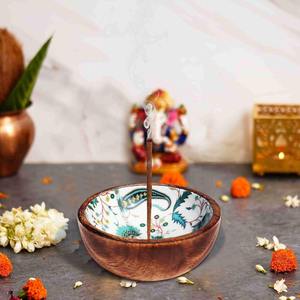 เตาเผาเครื่องหอมอินเดียทำจากไม้กระถินเทศรักษ์โลก ดีไซน์พรีเมียม พร้อมที่วางแบบปรับแต่งได้ ใช้ได้ทุกฤดู สำหรับใส่เทียน - Product Image 5